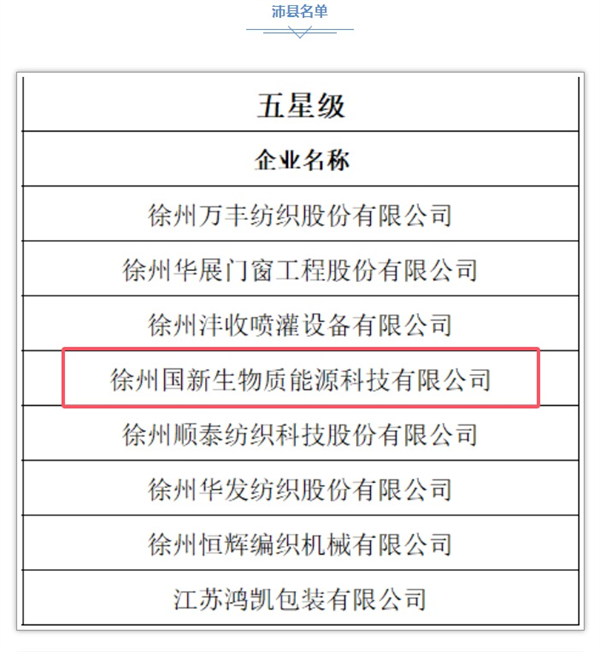 徐州国新生物质能源科技有限公司荣获江苏省首批五星级上云企业(图1)